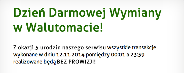 Dzień darmowej wymiany walut w Walutomat.pl