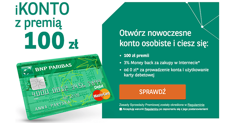 100 zł za założenie iKonta BNP Paribas
