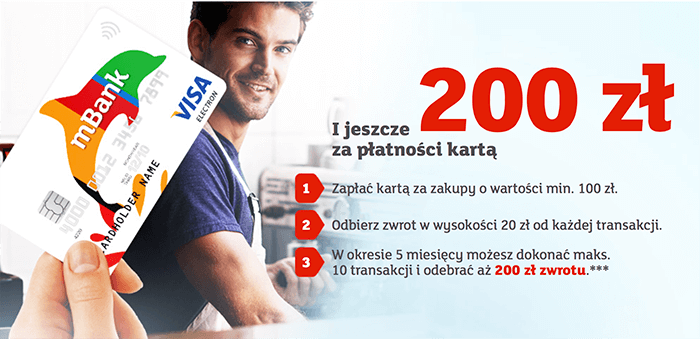 mBank: mOkazja 200 zł za transakcje kartą