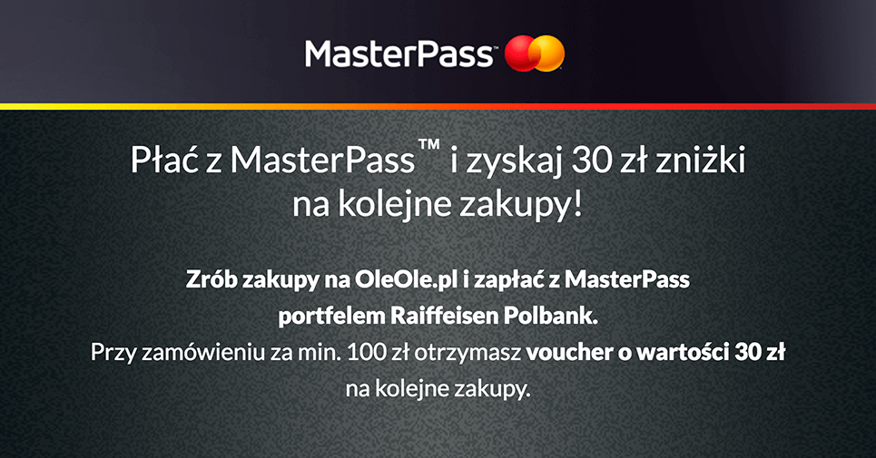 Kod rabatowy 30 zł do OleOle za płatność MasterPass