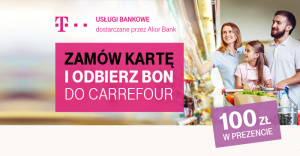 Bon 100 zł do wydania w Carrefour za wyrobienie karty kredytowej T-Mobile + 2000 punktów Specials