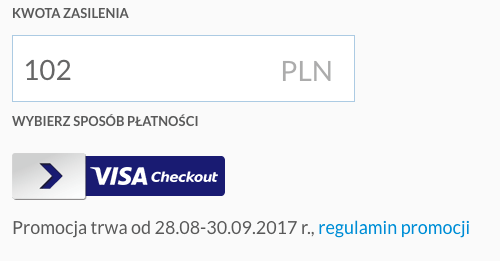 Doładowanie konta SkyCash Visa Checkout