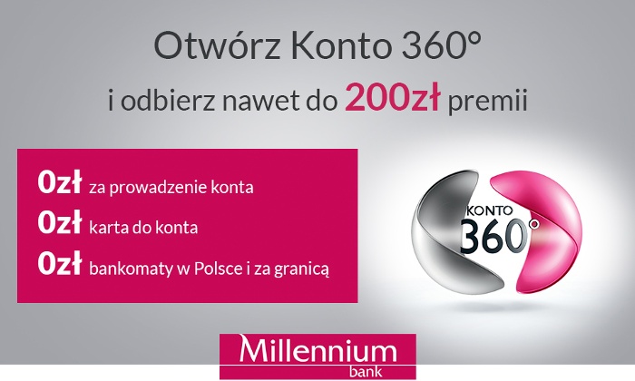 200 zł premii za założenie konta w Banku Millennium