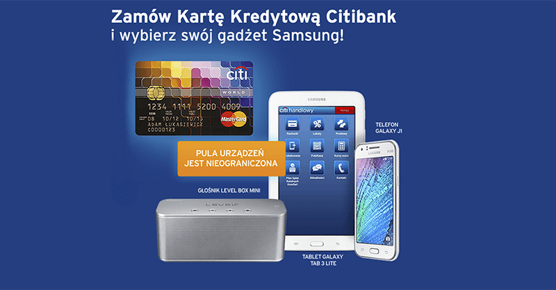 Citibank: gadżety Samsung lub głośnik za wyrobienie karty kredytowej World