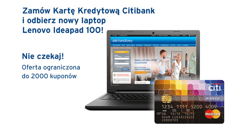 Laptop Lenovo Ideapad 100 za kartę kredytową Citibank