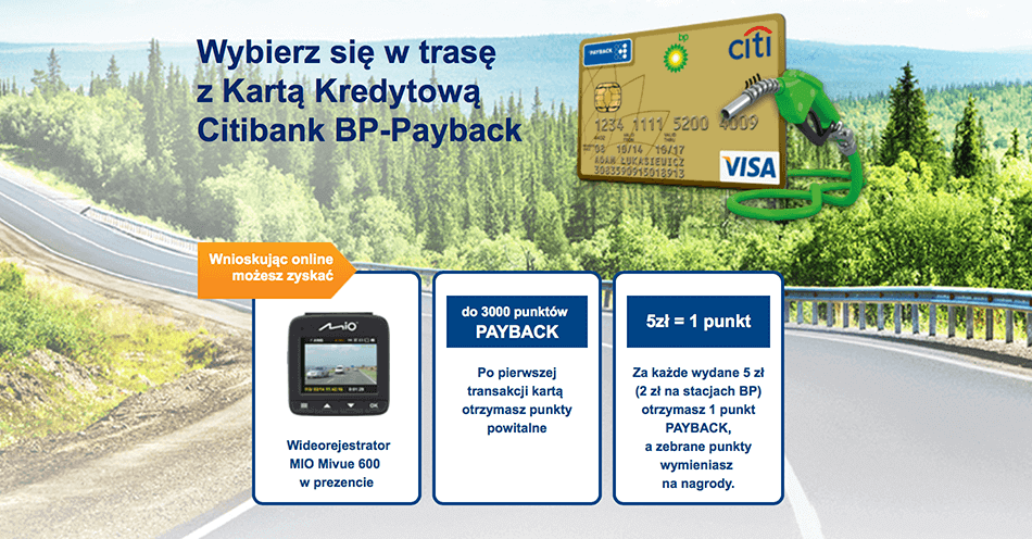 Citibank: wideorejestrator MiVue 600 za kartę BP-Payback