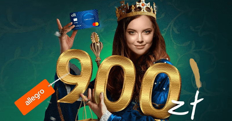 Wraca 900 zł za wyrobienie karty kredytowej Citibanku w bonach Allegro i punktach Mastercard (wymiennych na bony)